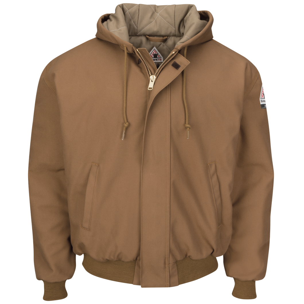 Men's Heavyweight FR Insulated Brown Duck Hooded Jacket