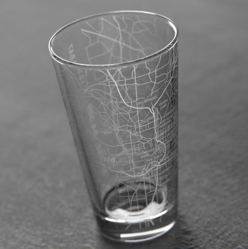 Atlanta Map Etched Pint Glass