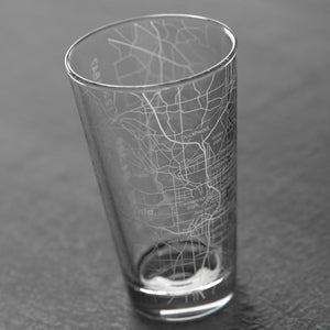 Atlanta Map Etched Pint Glass